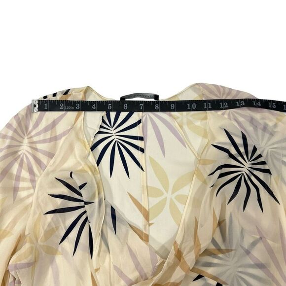 Elie Tahari Abstract Leaf Print Tie-front Blouse Size Medium - Picture 10 of 12